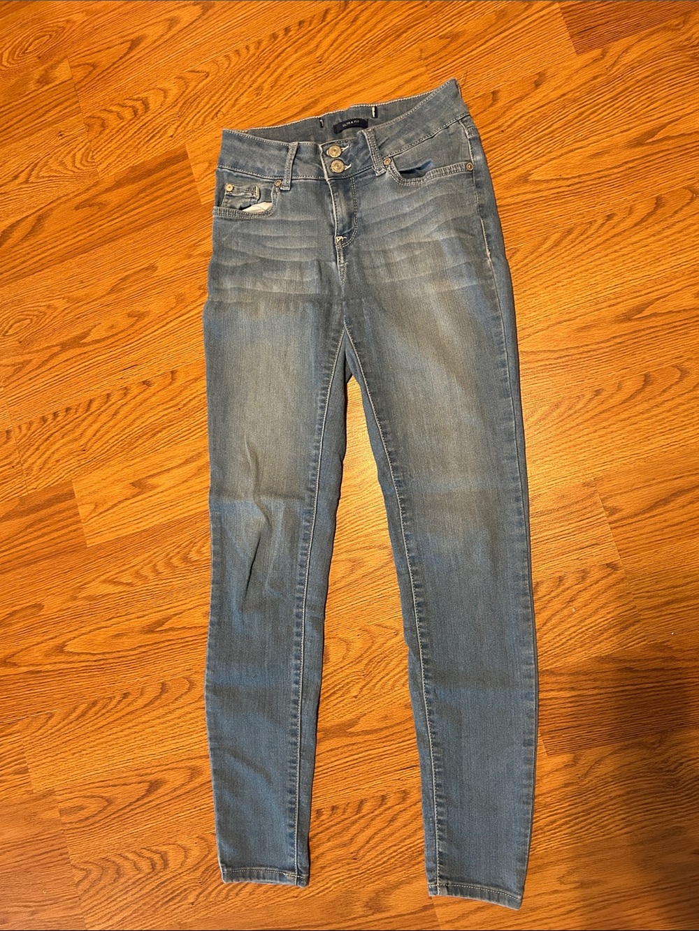 Wallflower Slim High-Rise Skinny Jeans in Light Blue Wash